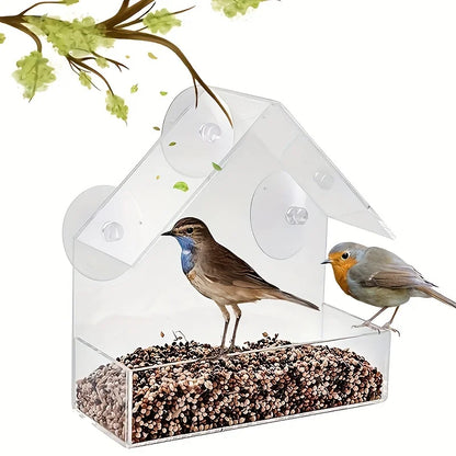 Clear Acrylic Window Bird Feeder with Suction Cups