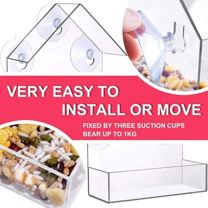Clear Acrylic Window Bird Feeder with Suction Cups