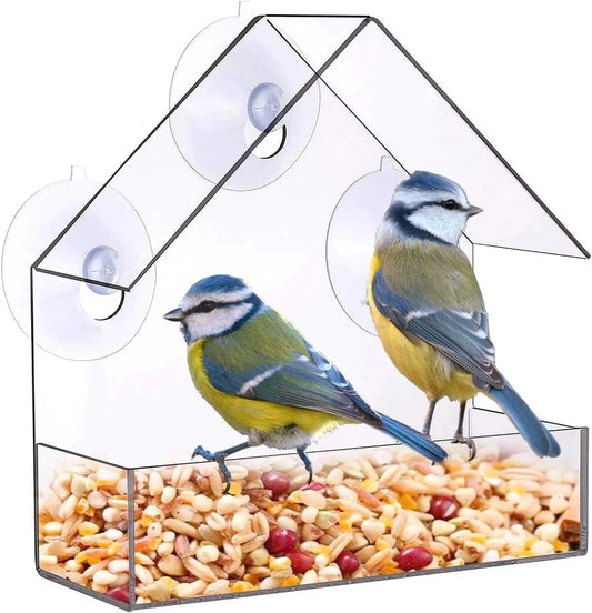 Clear Acrylic Window Bird Feeder with Suction Cups