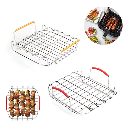 Space-Saving Stainless BBQ Grill Rack for Air Fryers