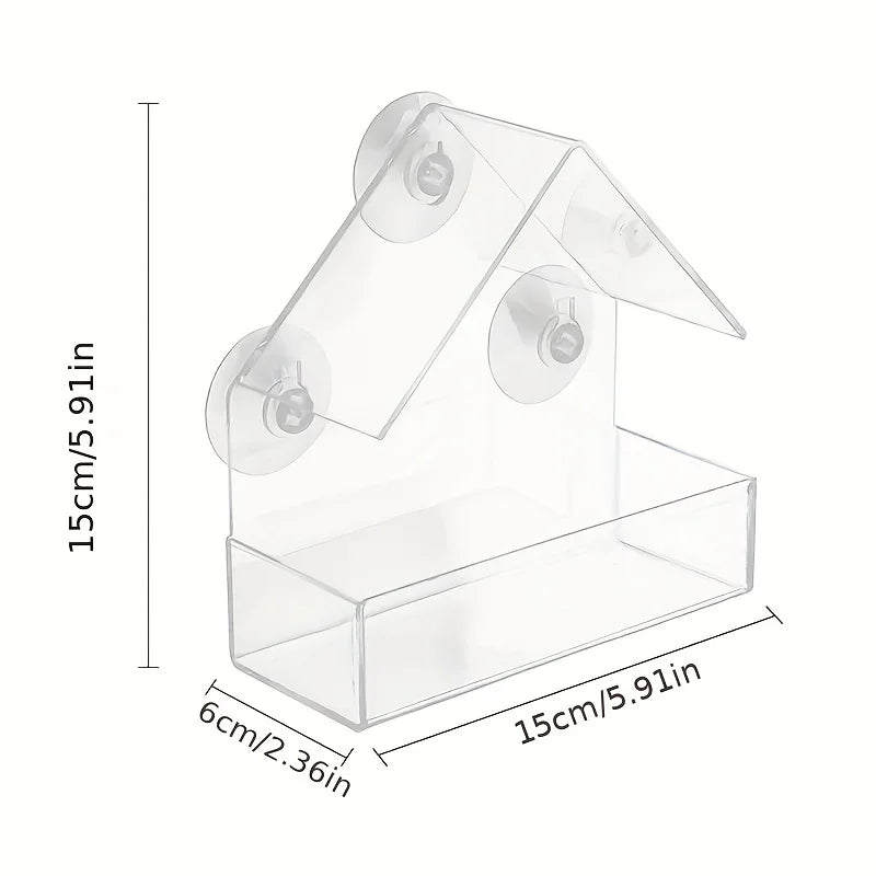 Clear Acrylic Window Bird Feeder with Suction Cups