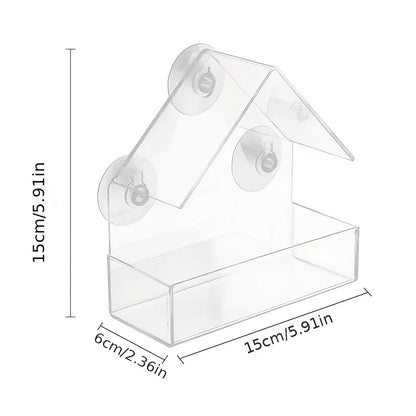 Clear Acrylic Window Bird Feeder with Suction Cups