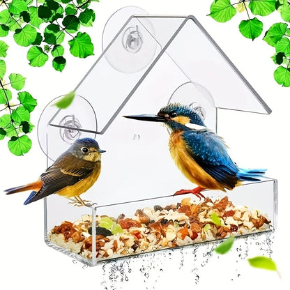 Clear Acrylic Window Bird Feeder with Suction Cups