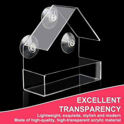 Clear Acrylic Window Bird Feeder with Suction Cups
