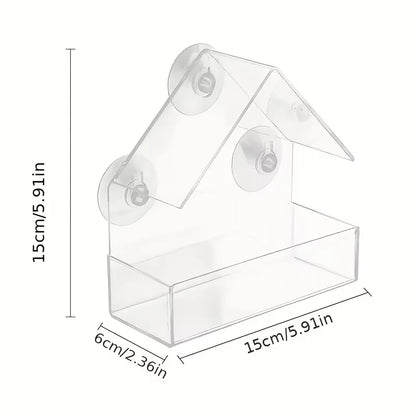 Clear Acrylic Window Bird Feeder with Suction Cups